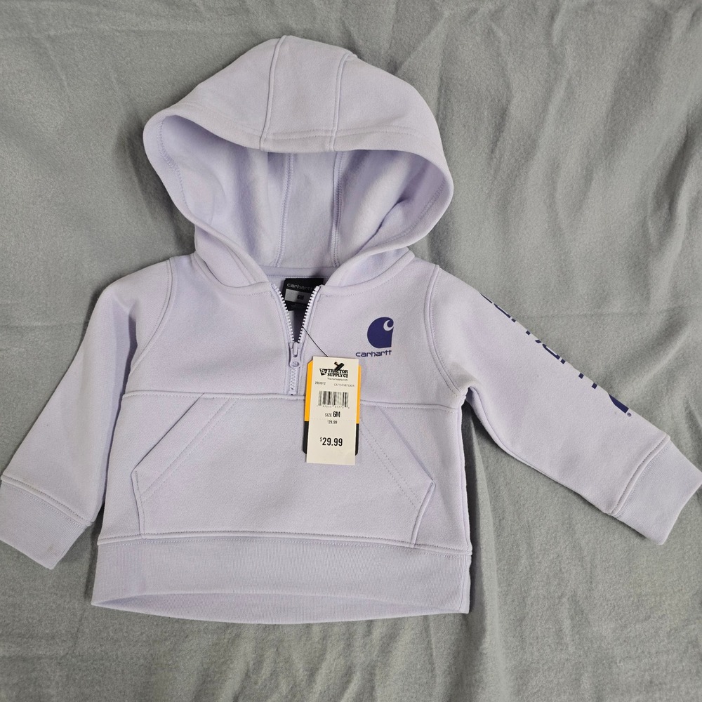 Carhartt Kids Light Purple Half-Zip Hooded Sweatshirt 6M‎ NWT